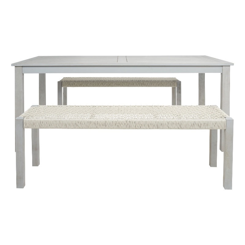Safavieh Aquina Wood and Fabric Dining Set in Gray / Gray