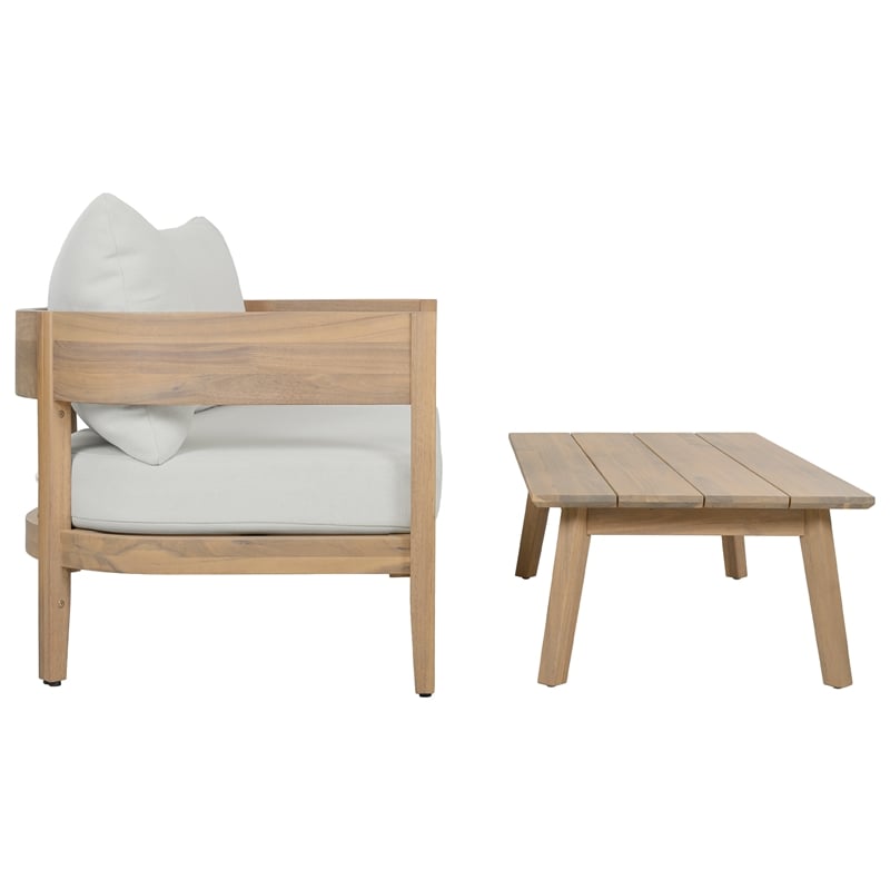 Safavieh Theo Wood Bench and Table in Oak / Ivory