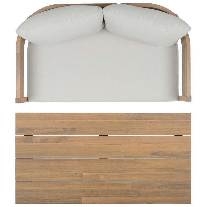 Safavieh Theo Wood Bench and Table in Oak / Ivory