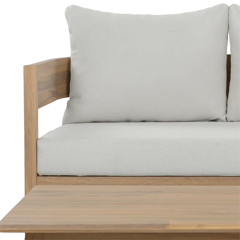 Safavieh Theo Wood Bench and Table in Oak / Ivory