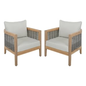 Safavieh Amanda Wood Chair Set Of 2 in Oak / Ivory