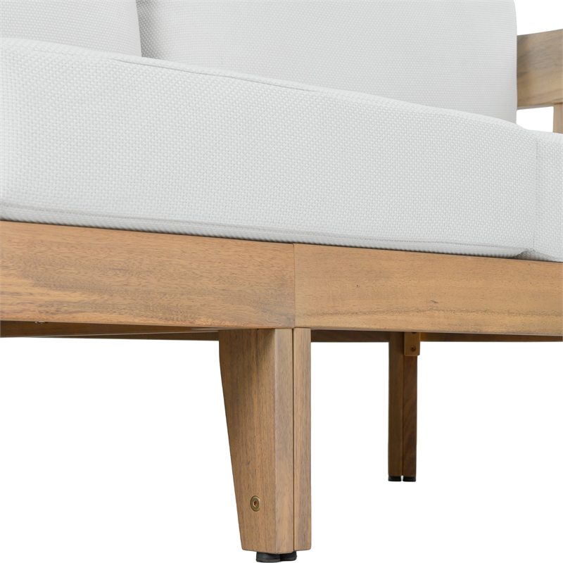 Safavieh Owen Wood 3 Seater Sofa in Oak / Ivory