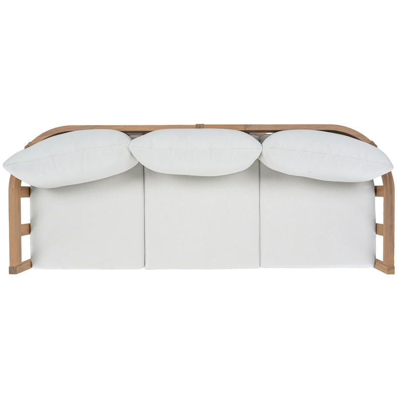 Safavieh Owen Wood 3 Seater Sofa in Oak / Ivory