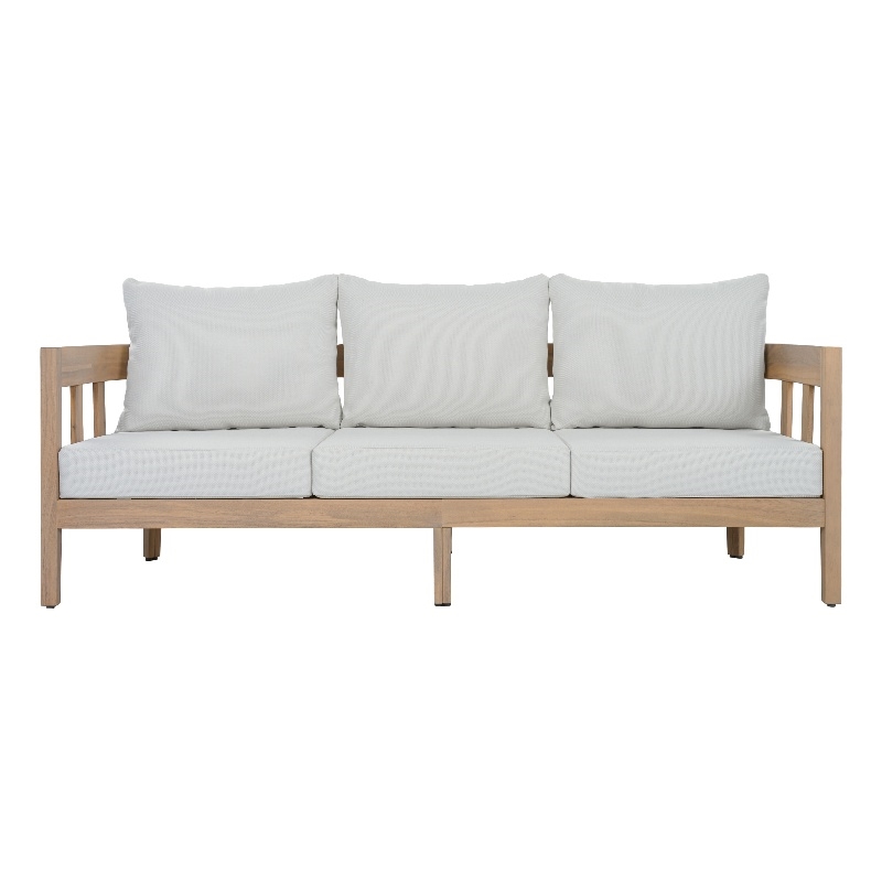 Safavieh Owen Wood 3 Seater Sofa in Oak / Ivory