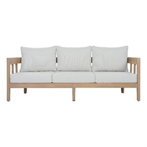 Safavieh Owen Wood 3 Seater Sofa in Oak / Ivory