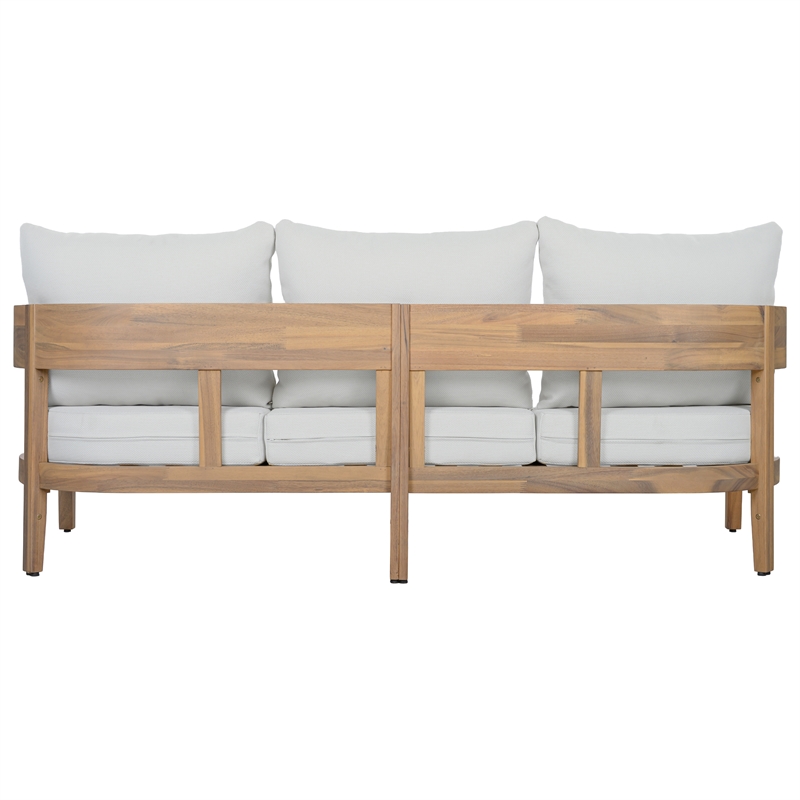 Safavieh Theo Wood  3 Seater Sofa in Oak / Ivory
