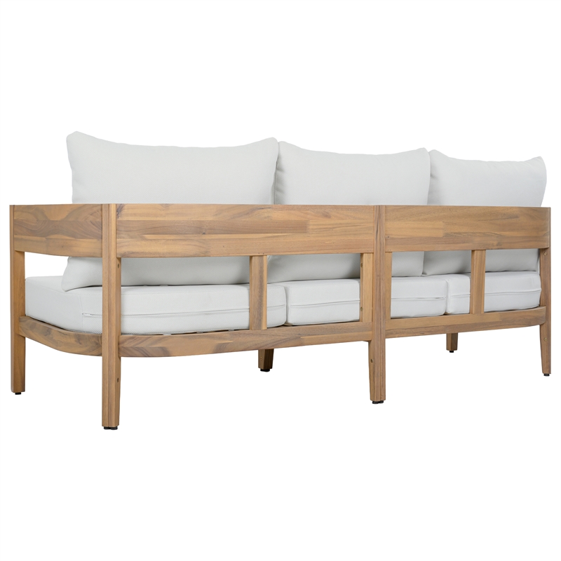 Safavieh Theo Wood  3 Seater Sofa in Oak / Ivory