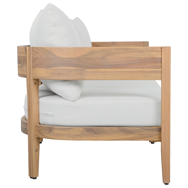 Safavieh Theo Wood  3 Seater Sofa in Oak / Ivory