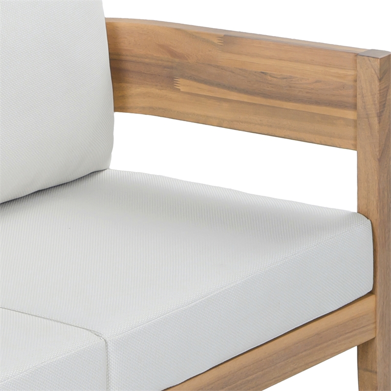Safavieh Theo Wood  3 Seater Sofa in Oak / Ivory