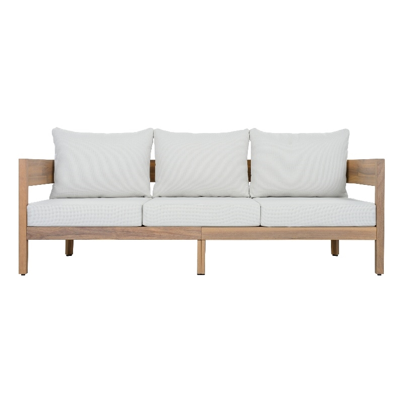 Safavieh Theo Wood  3 Seater Sofa in Oak / Ivory