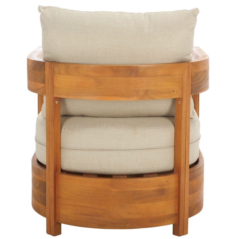 Safavieh Kento Wood Armchair Set of 2 in Natural / Taupe