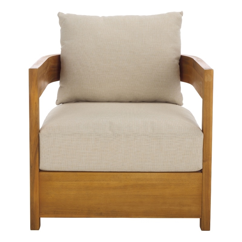 Safavieh Kento Wood Armchair Set of 2 in Natural / Taupe