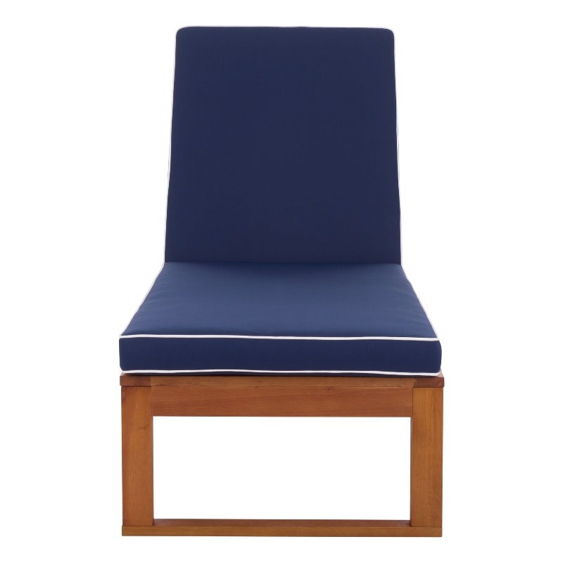Safavieh Sophie Wood Lounger in Natural / Navy