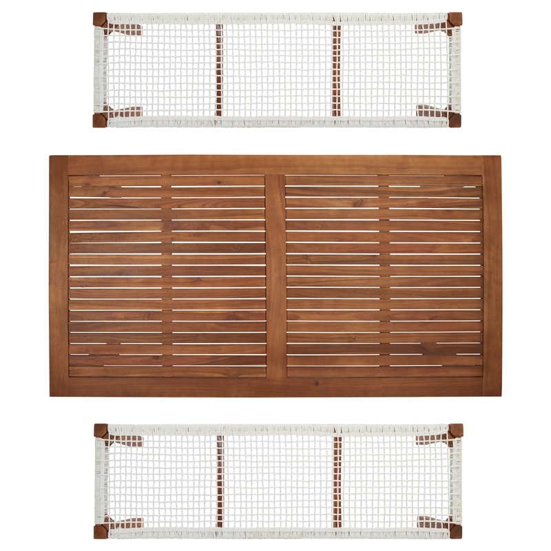 Safavieh Aquina Wood and Fabric Dining Set in Natural / White