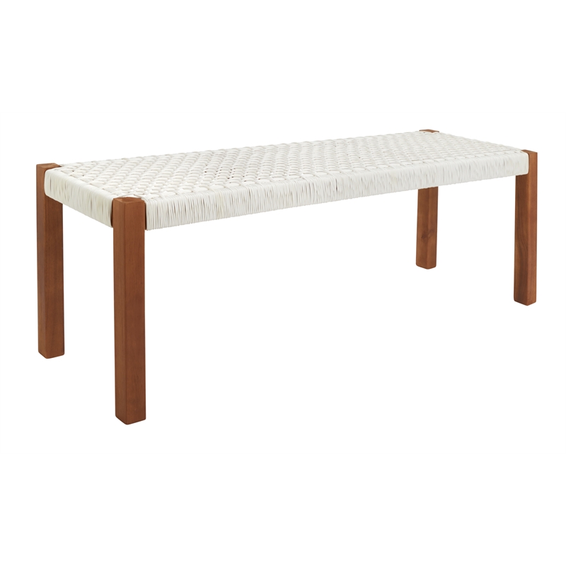 Safavieh Aquina Wood and Fabric Dining Set in Natural / White