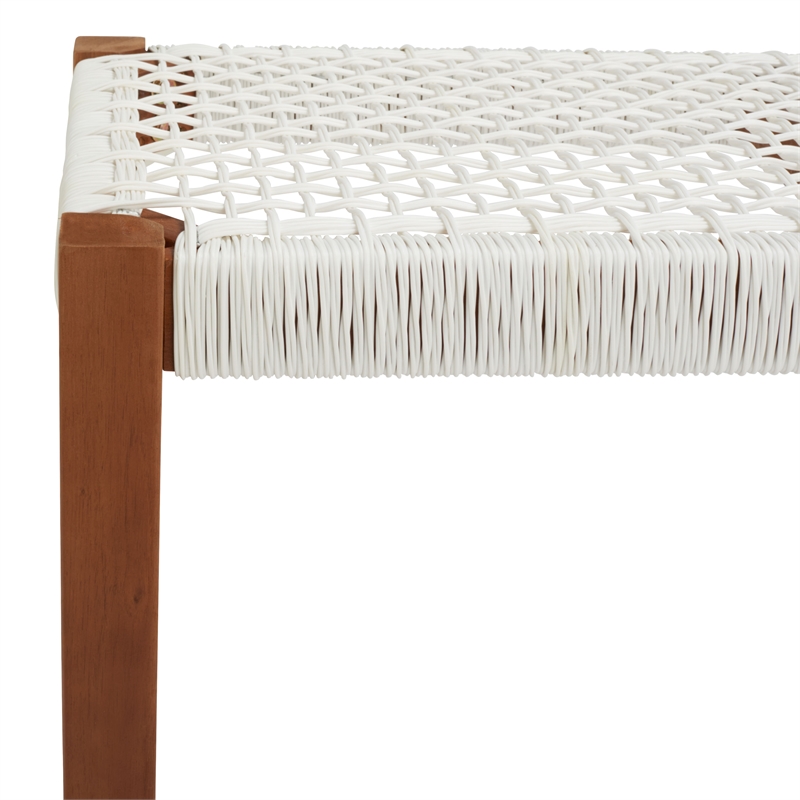 Safavieh Aquina Wood and Fabric Dining Set in Natural / White