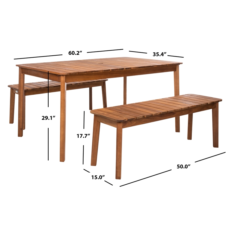 Safavieh Europa Wood and Fabric Dining Set in Natural
