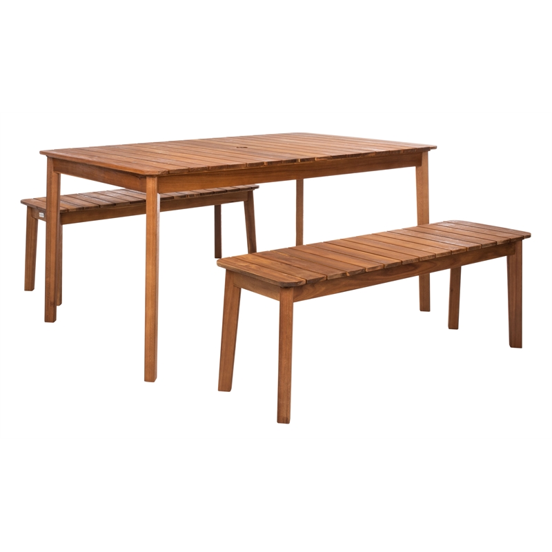 Safavieh Europa Wood and Fabric Dining Set in Natural