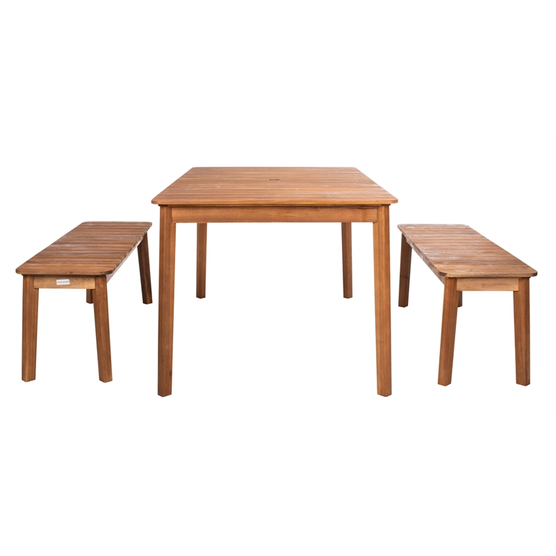 Safavieh Europa Wood and Fabric Dining Set in Natural