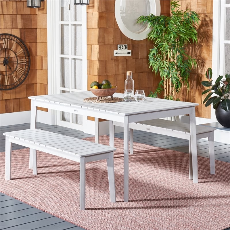 Safavieh Europa Wood and Fabric Dining Set in Gray