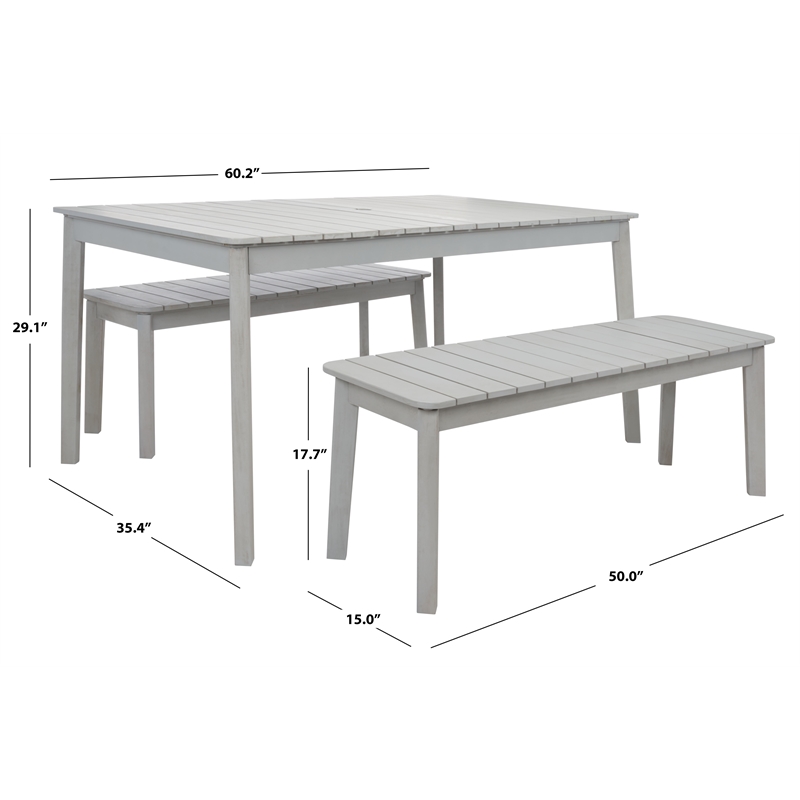 Safavieh Europa Wood and Fabric Dining Set in Gray