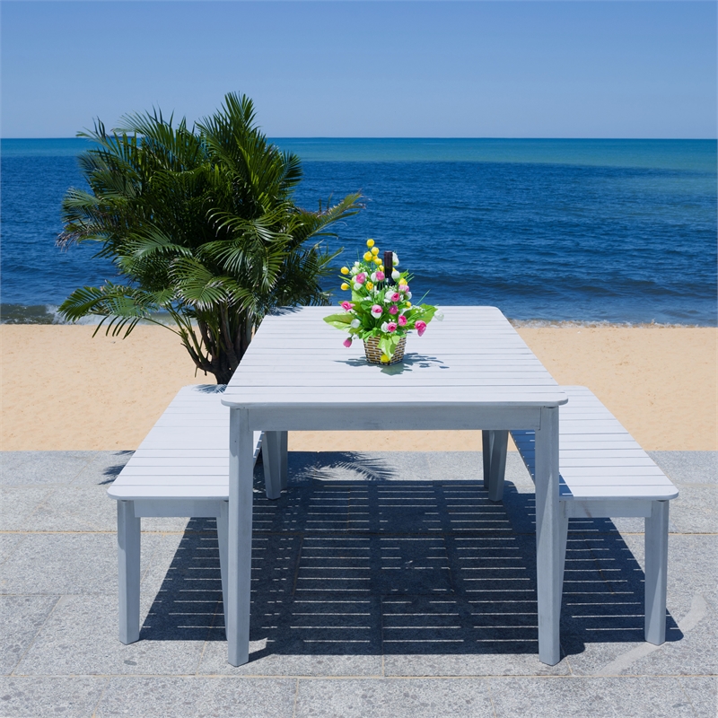 Safavieh Europa Wood and Fabric Dining Set in Gray