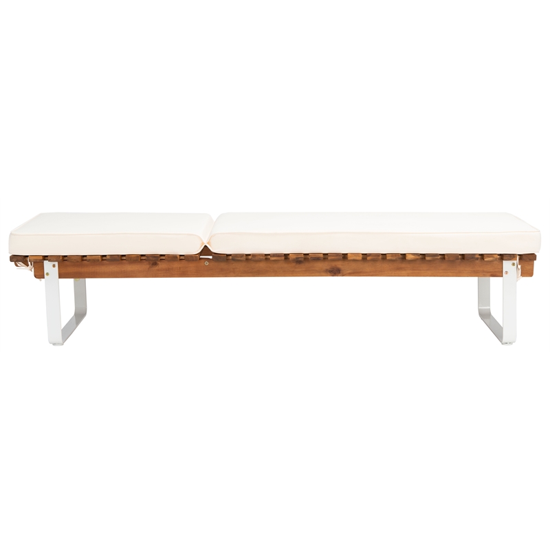 Safavieh Nuca Wood Sunlounger in Natural / White
