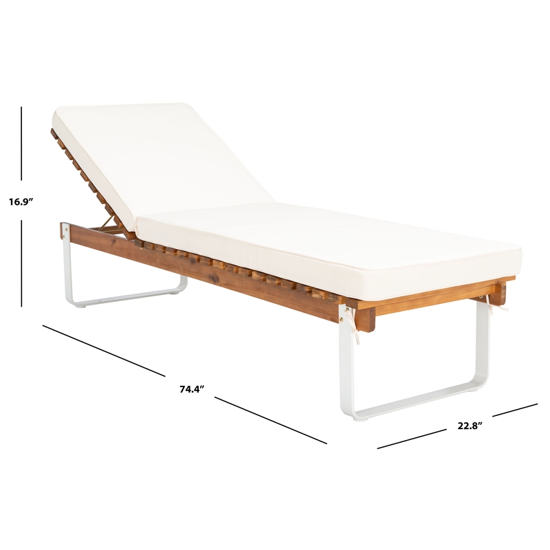 Safavieh Nuca Wood Sunlounger in Natural / White