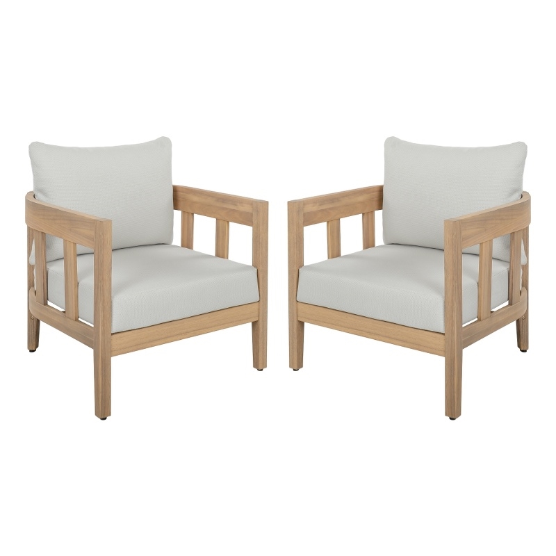 Safavieh Owen Wood Chair Set of 2 in Oak / Ivory