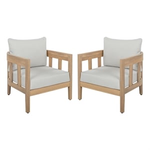 Safavieh Owen Wood Chair Set of 2 in Oak / Ivory