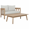Safavieh Owen Wood Bench + Table  in Oak / Ivory