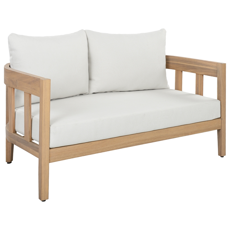 Safavieh Owen Wood Bench + Table  in Oak / Ivory