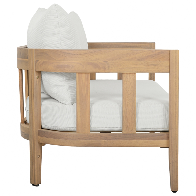 Safavieh Owen Wood Bench + Table  in Oak / Ivory
