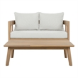 Safavieh Owen Wood Bench + Table  in Oak / Ivory