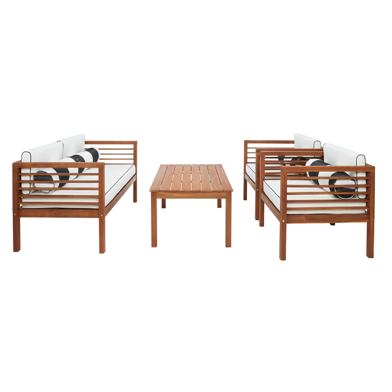 Safavieh Alda 4 Pc Wood Living Set  in Natural / Beige