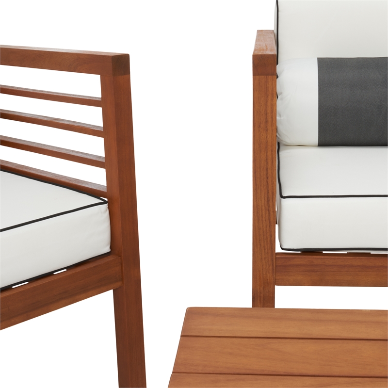 Safavieh Alda 4 Pc Wood Living Set  in Natural / Beige