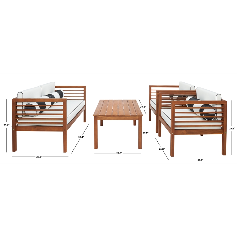 Safavieh Alda 4 Pc Wood Living Set  in Natural / Beige