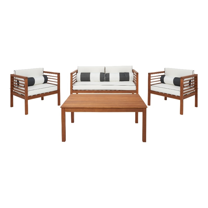Safavieh Alda 4 Pc Wood Living Set  in Natural / Beige