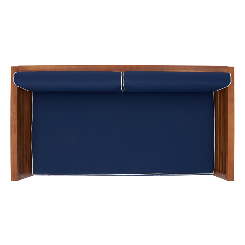 Safavieh Alda 4 Pc Wood Living Set in Natural / Navy