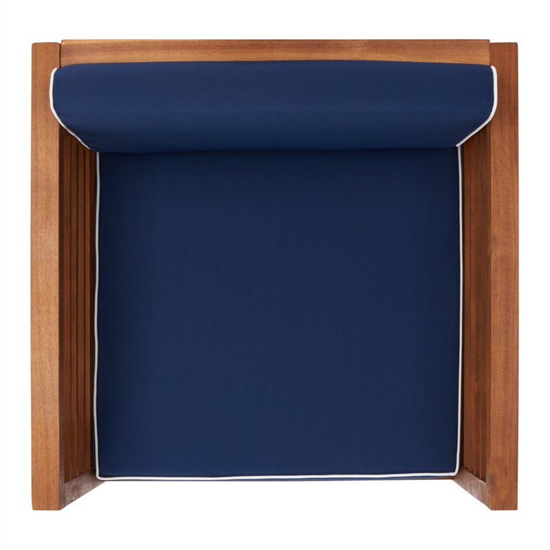 Safavieh Alda 4 Pc Wood Living Set in Natural / Navy