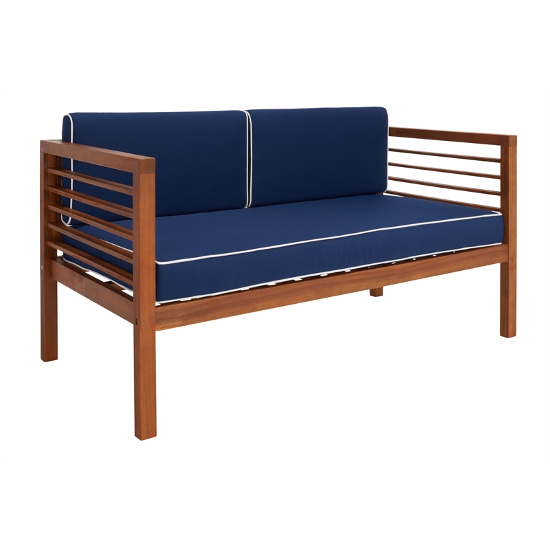 Safavieh Alda 4 Pc Wood Living Set in Natural / Navy