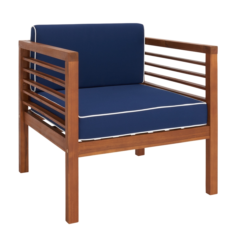 Safavieh Alda 4 Pc Wood Living Set in Natural / Navy