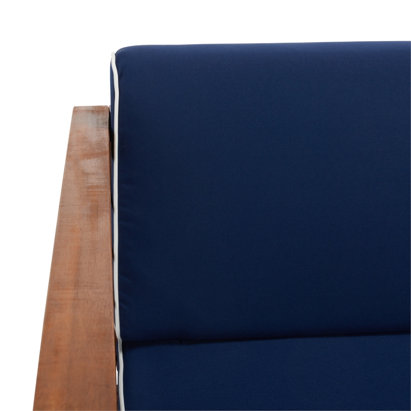 Safavieh Alda 4 Pc Wood Living Set in Natural / Navy