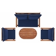 Safavieh Deacon 4 Pc Wood Living Set in Natural / Navy