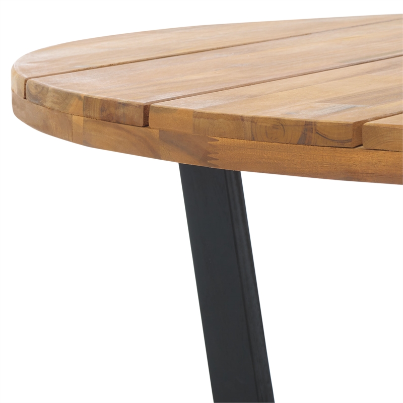 Safavieh Leo Round Wood Coffee Table 3 Legs in Natural / Black