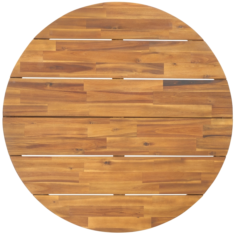 Safavieh Leo Round Wood Coffee Table 4 Legs in Natural / White