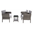 Safavieh Aboka 4Pc Wicker and Rattan Living Set in Gray / Brown / White