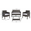 Safavieh Aboka 4Pc Wicker and Rattan Living Set in Gray / Brown / White