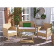 Safavieh Aboka 4Pc Wicker and Rattan Living Set in Natural / White
