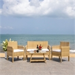Safavieh Aboka 4Pc Wicker and Rattan Living Set in Natural / White
